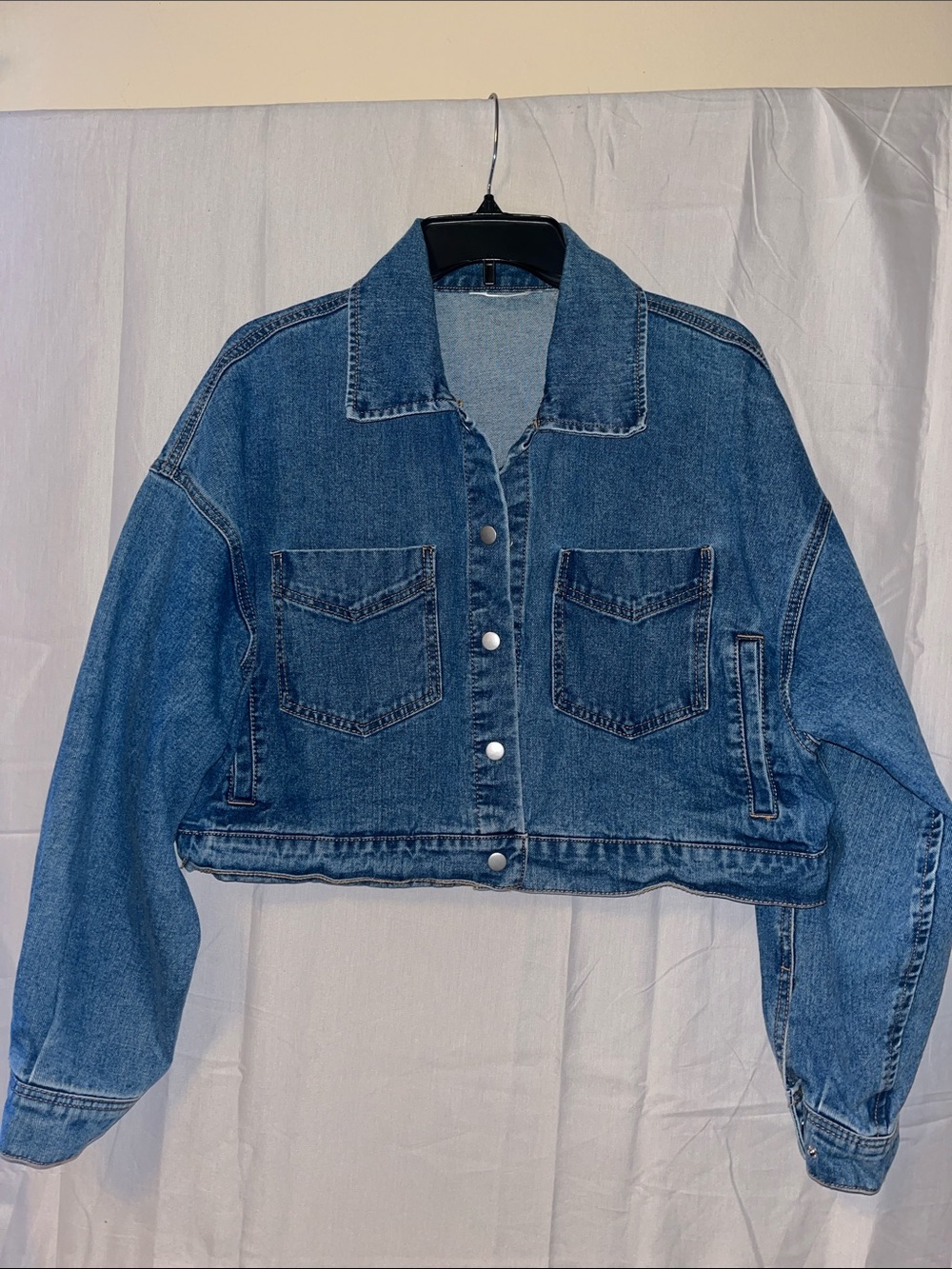 No Boundaries Blue Cropped Denim Jean Jacket
